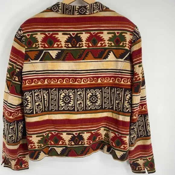 Coldwater Creek Jacket Aztec Western Cowgirl Southwest Native Oversized 16 - Picture 2 of 10